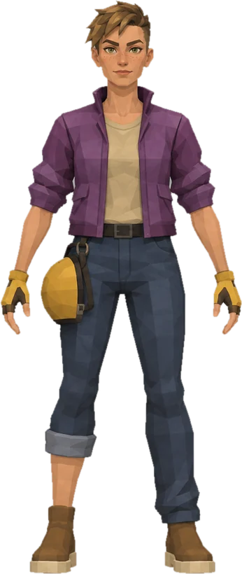 Tam Reeve in a plum windbreaker with yellow cycling mitts